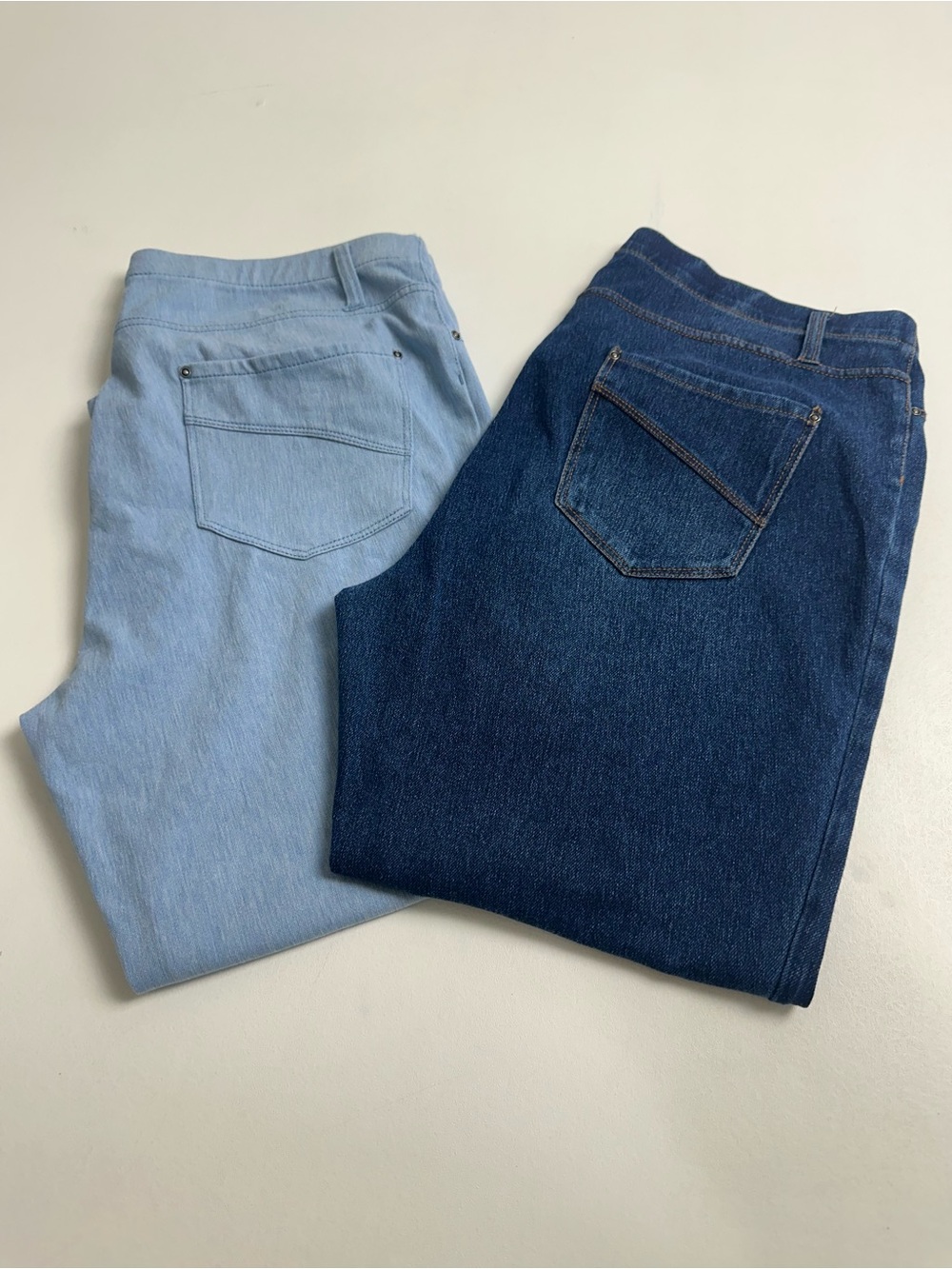 2  pair Time & Tru women’s size 16/18 stretch pull on denim colored pants.